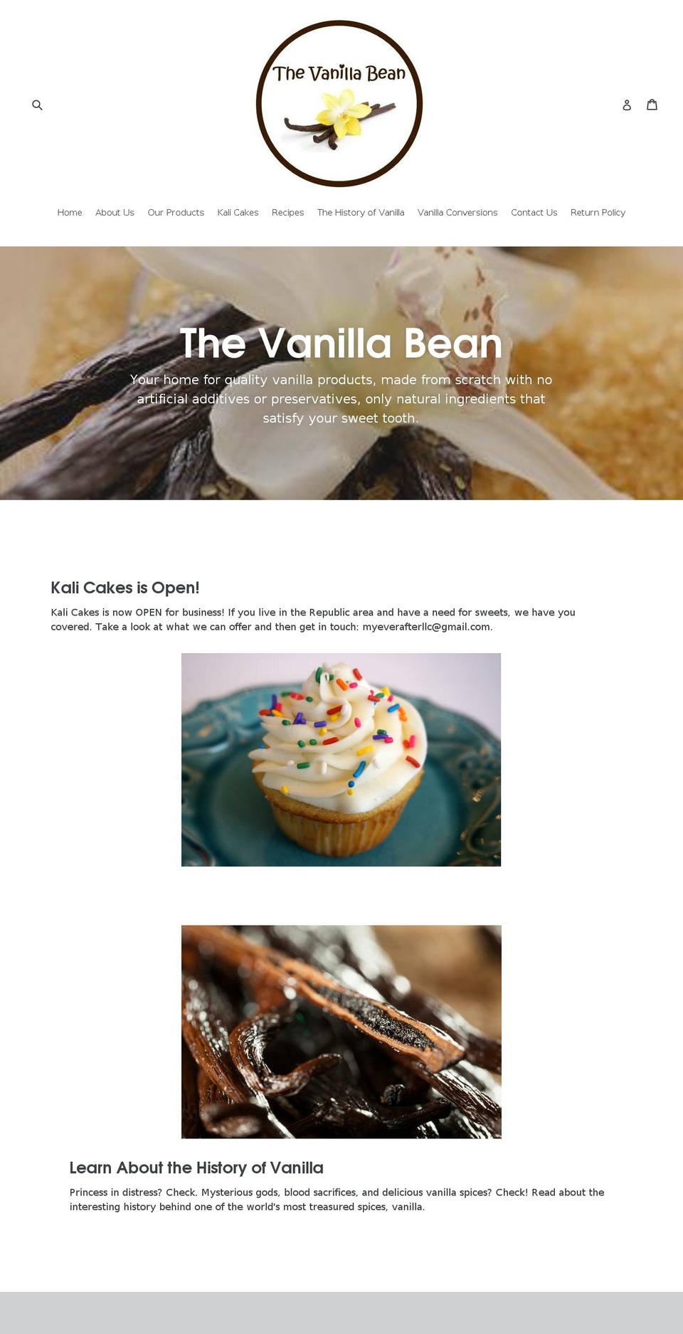 myvanillabean.com — Shopify storefront screenshot