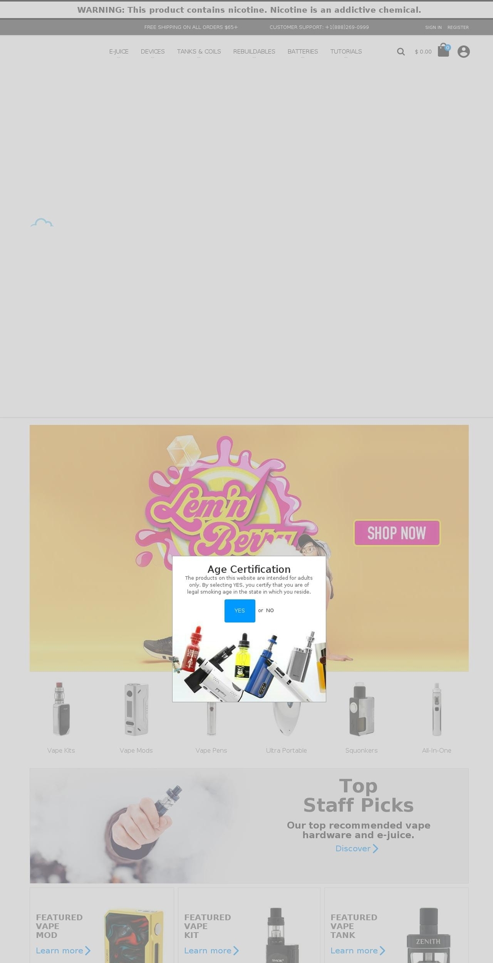 myvapegear.com — Shopify storefront screenshot