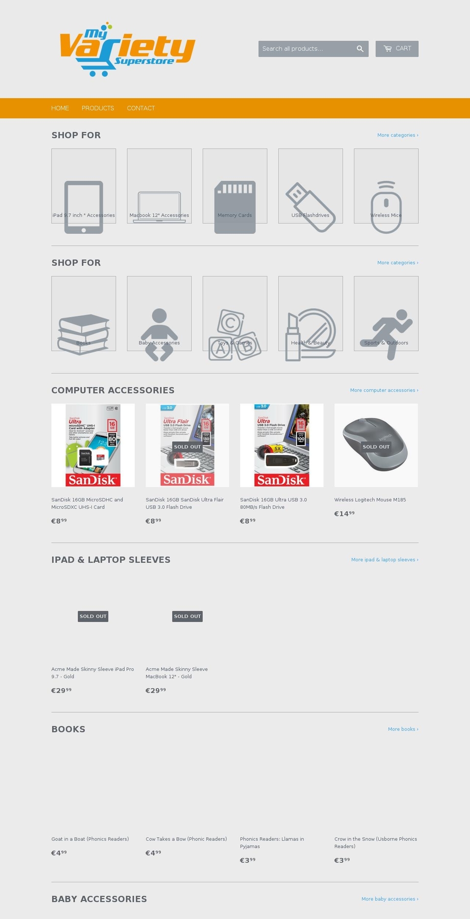 myvarietysuperstore.com — Shopify storefront screenshot