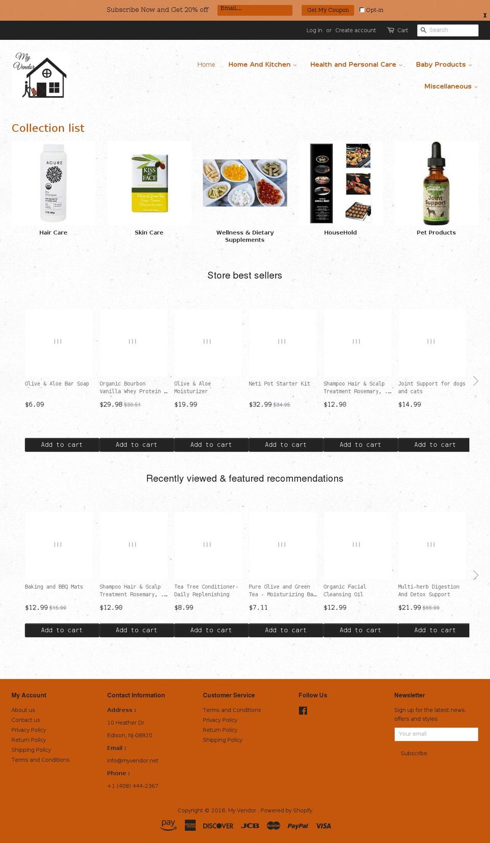 myvendor.net shopify website screenshot