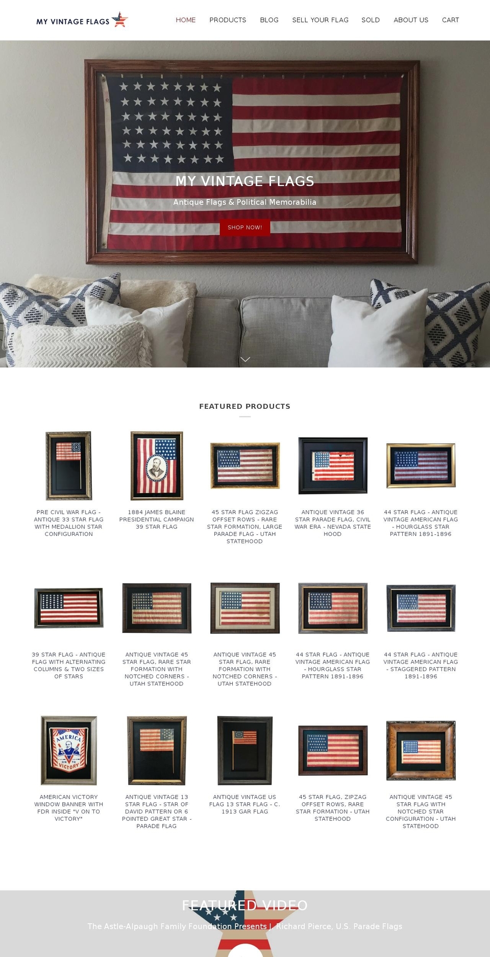 myvintageflags.com — Shopify storefront screenshot