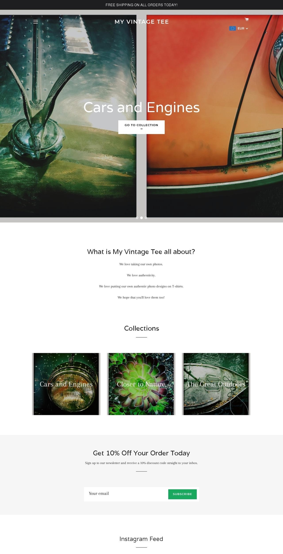 myvintagetee.com — Shopify storefront screenshot