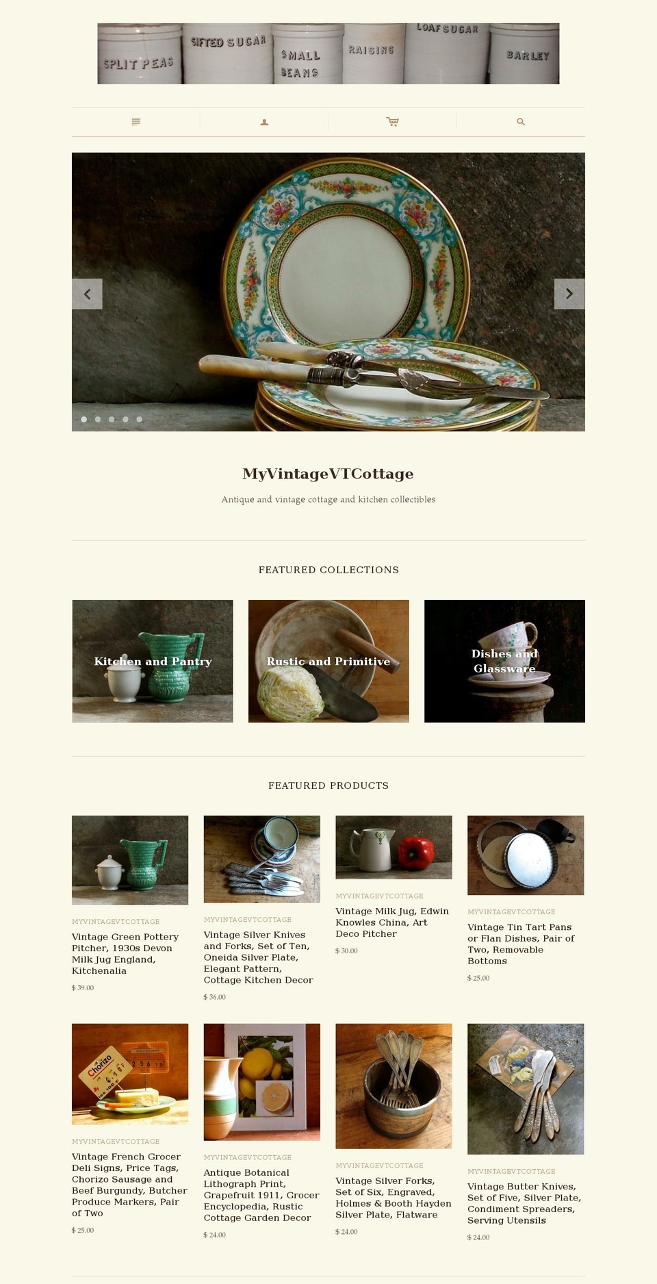myvintagevtcottage.com — Shopify storefront screenshot