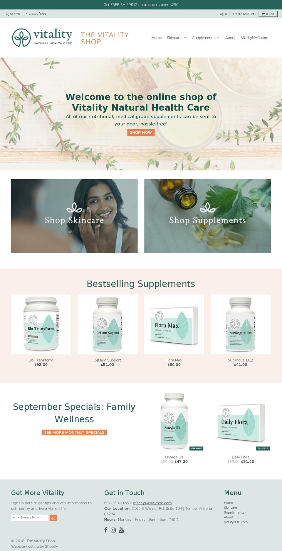 myvitalityshop.com shopify website screenshot