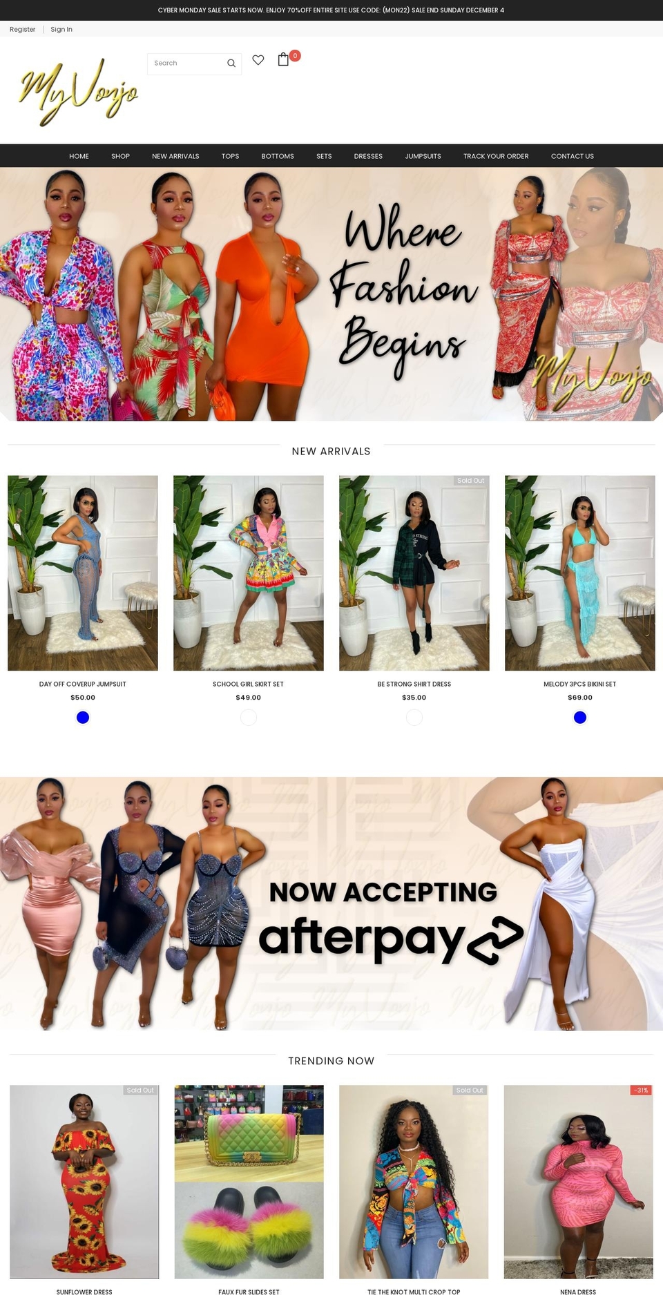 myvonjo.net shopify website screenshot