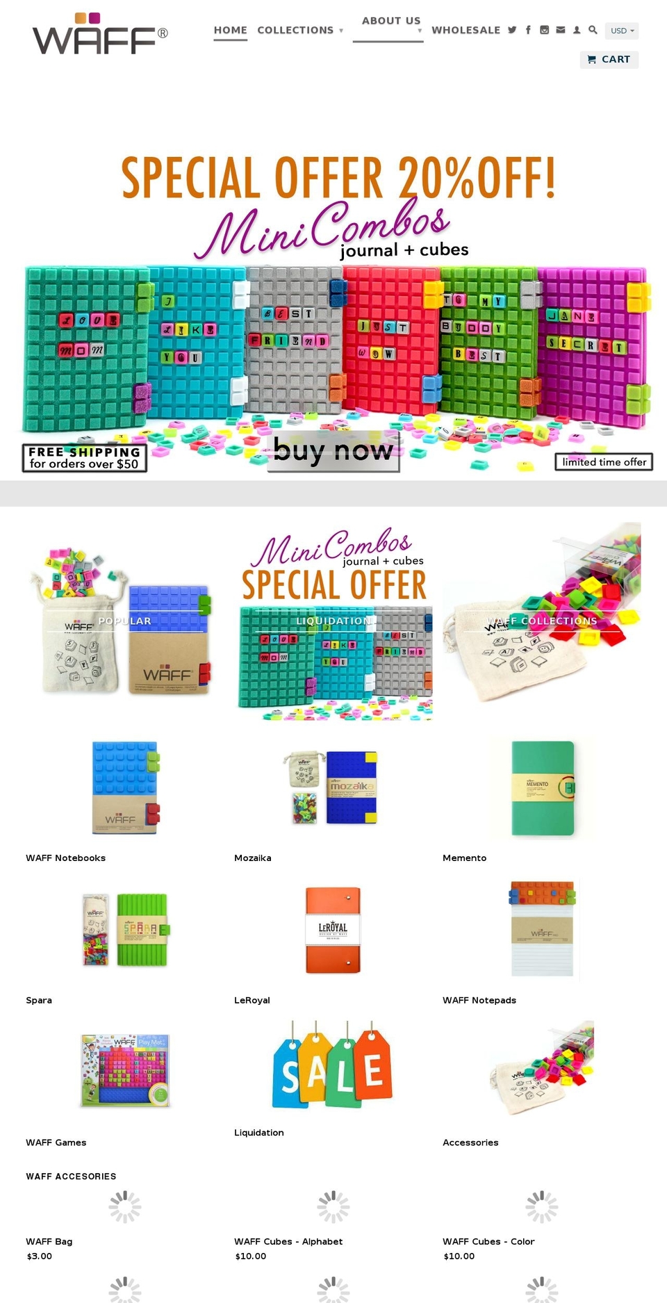 mywaff.com shopify website screenshot