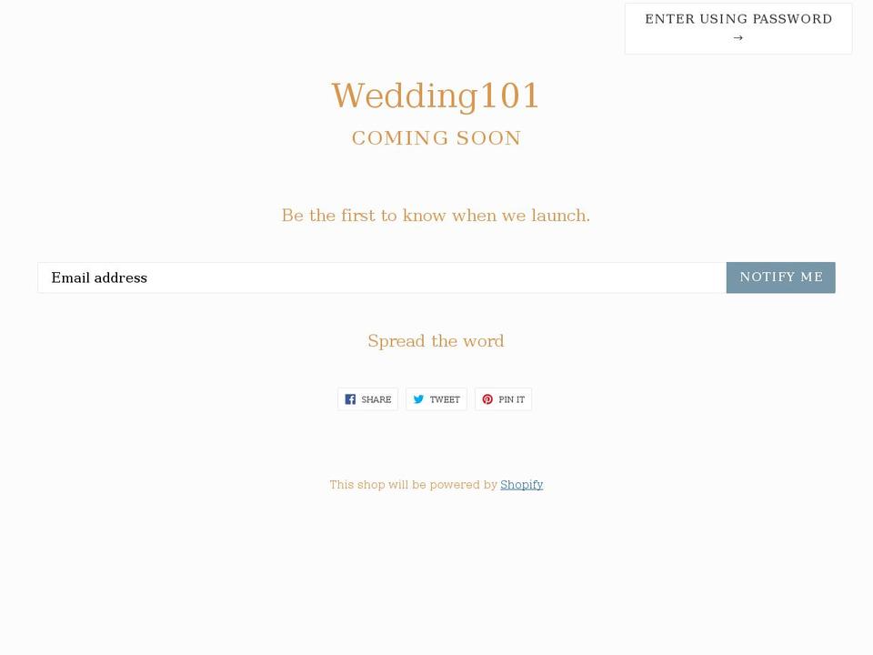 mywedding101.com — Shopify storefront screenshot