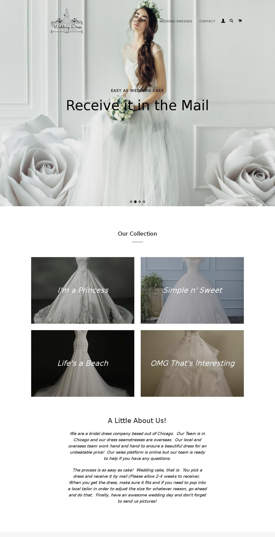 myweddingdress4less.com — Shopify storefront screenshot