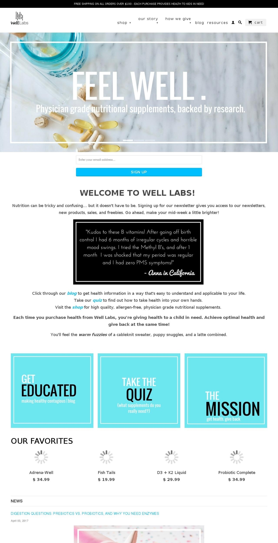 mywelllabs.com shopify website screenshot