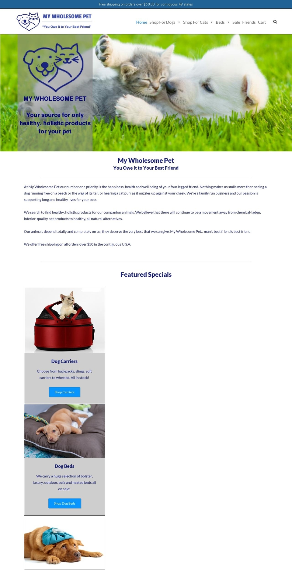 mywholesomepet.com — Shopify storefront screenshot