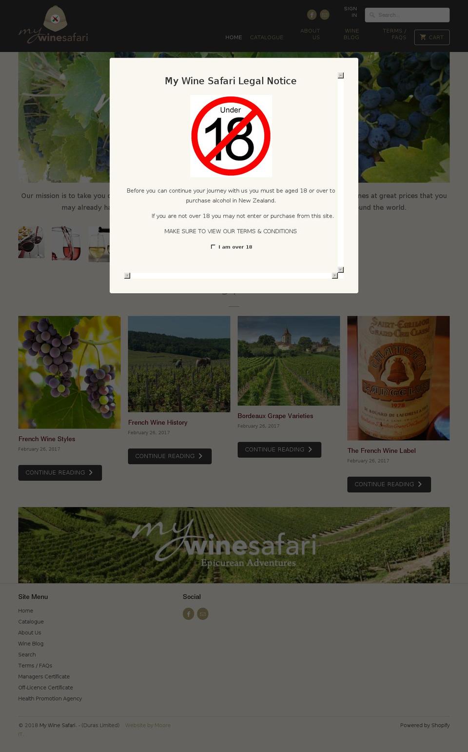 mywinesafari.com shopify website screenshot
