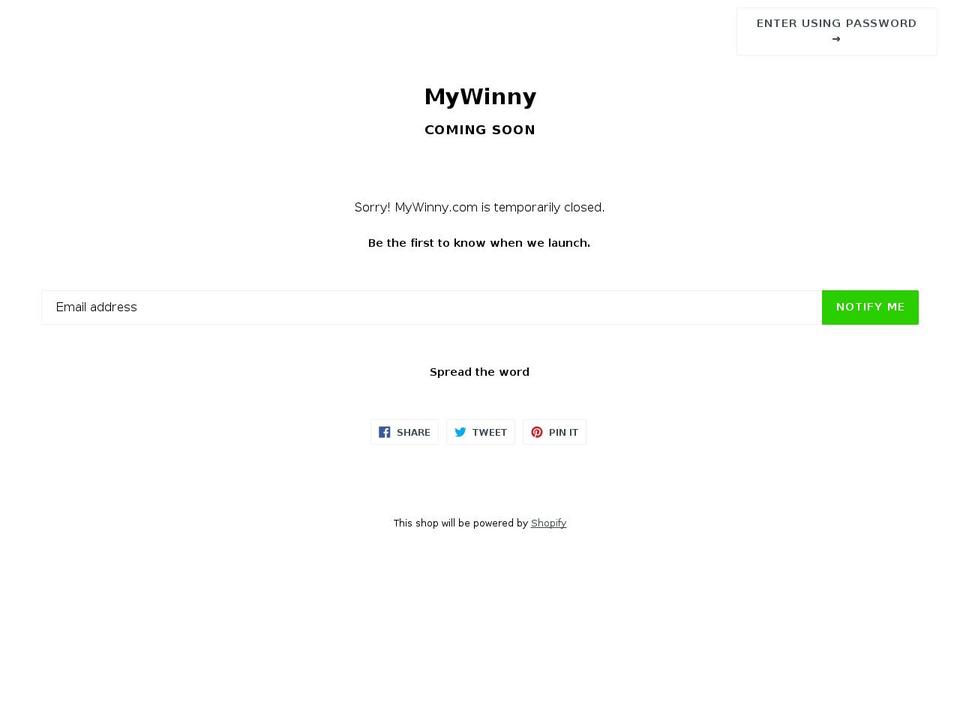 mywinny.com — Shopify storefront screenshot