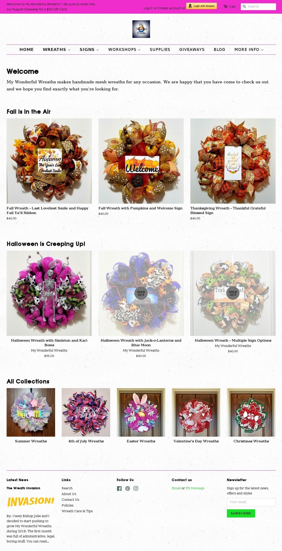 mywonderfulwreaths.com shopify website screenshot