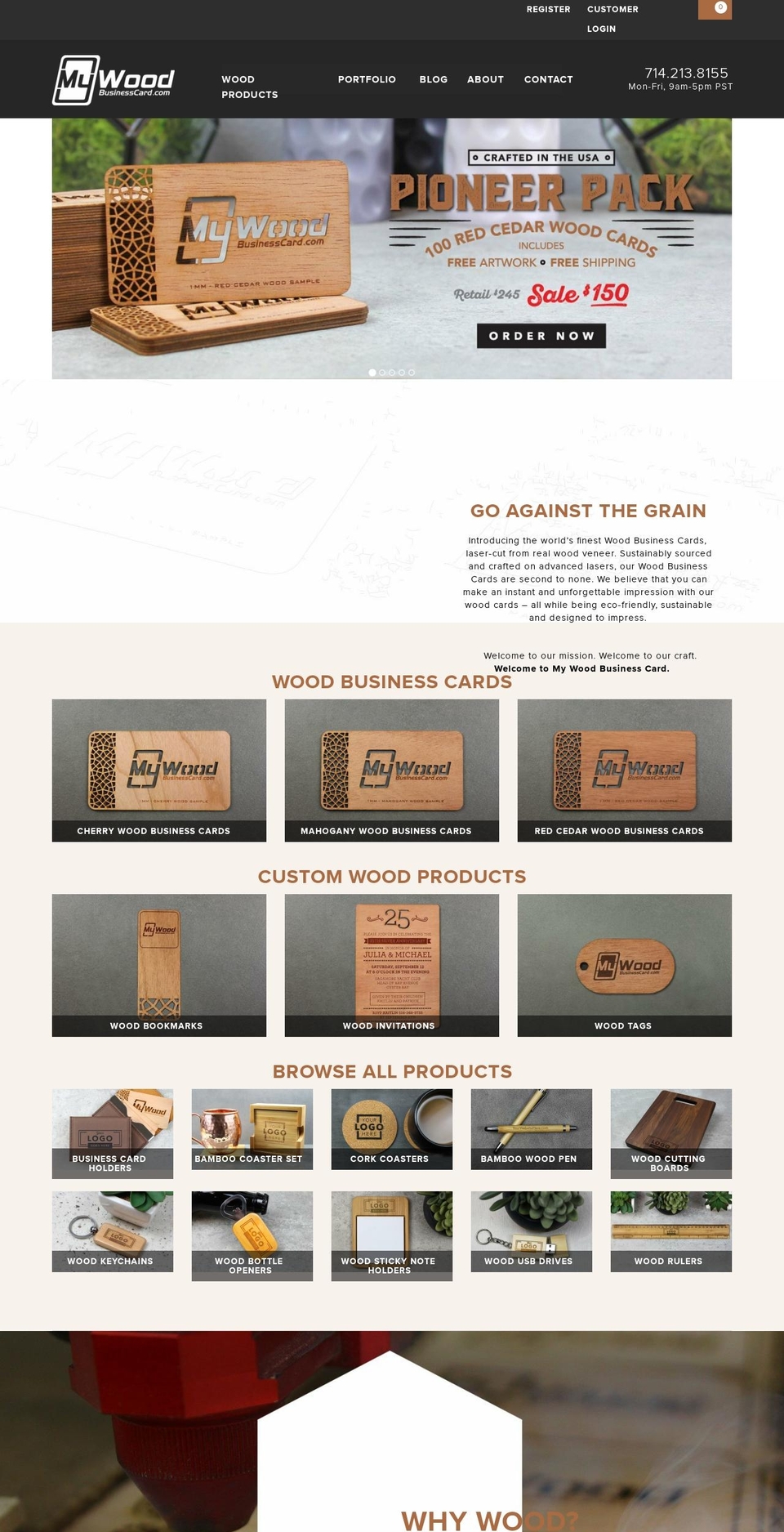 mywoodbusinesscard.com shopify website screenshot