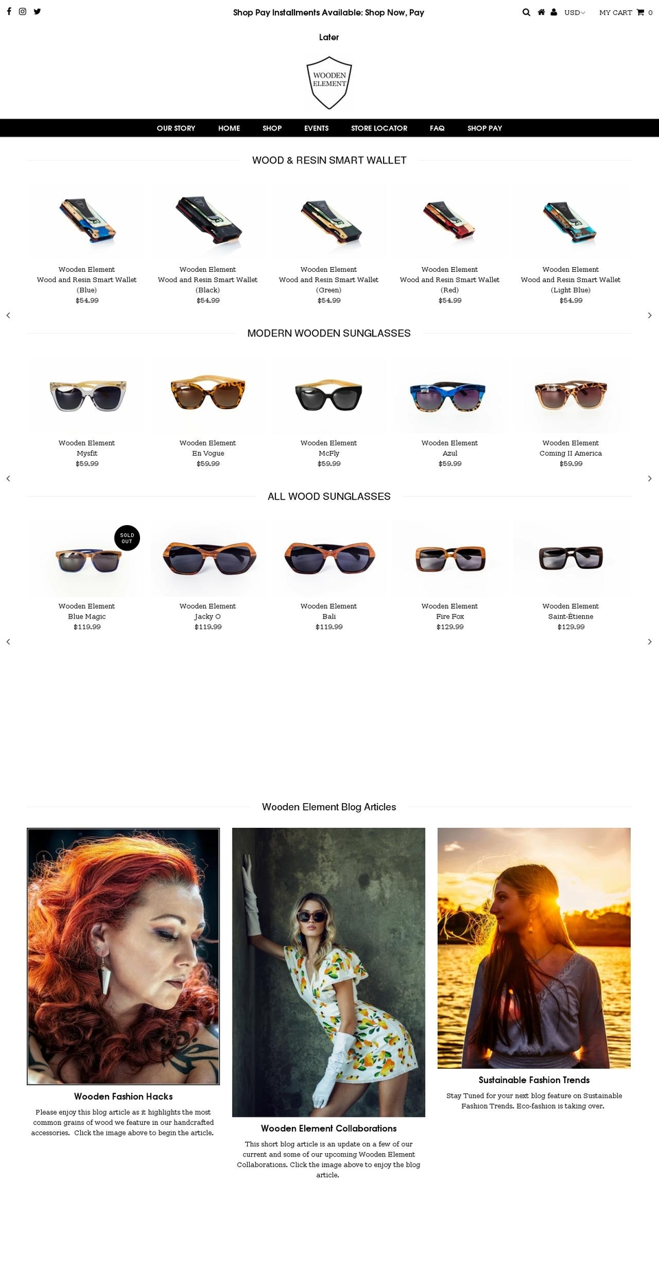 mywoodenelement.com — Shopify storefront screenshot