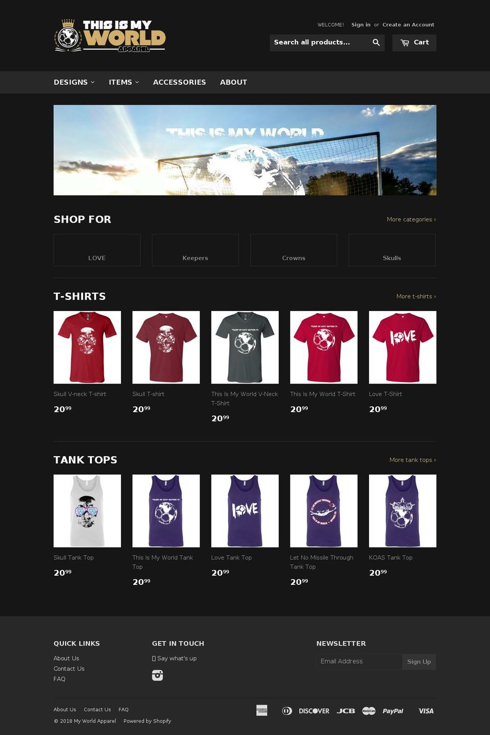 myworldapparel.com shopify website screenshot