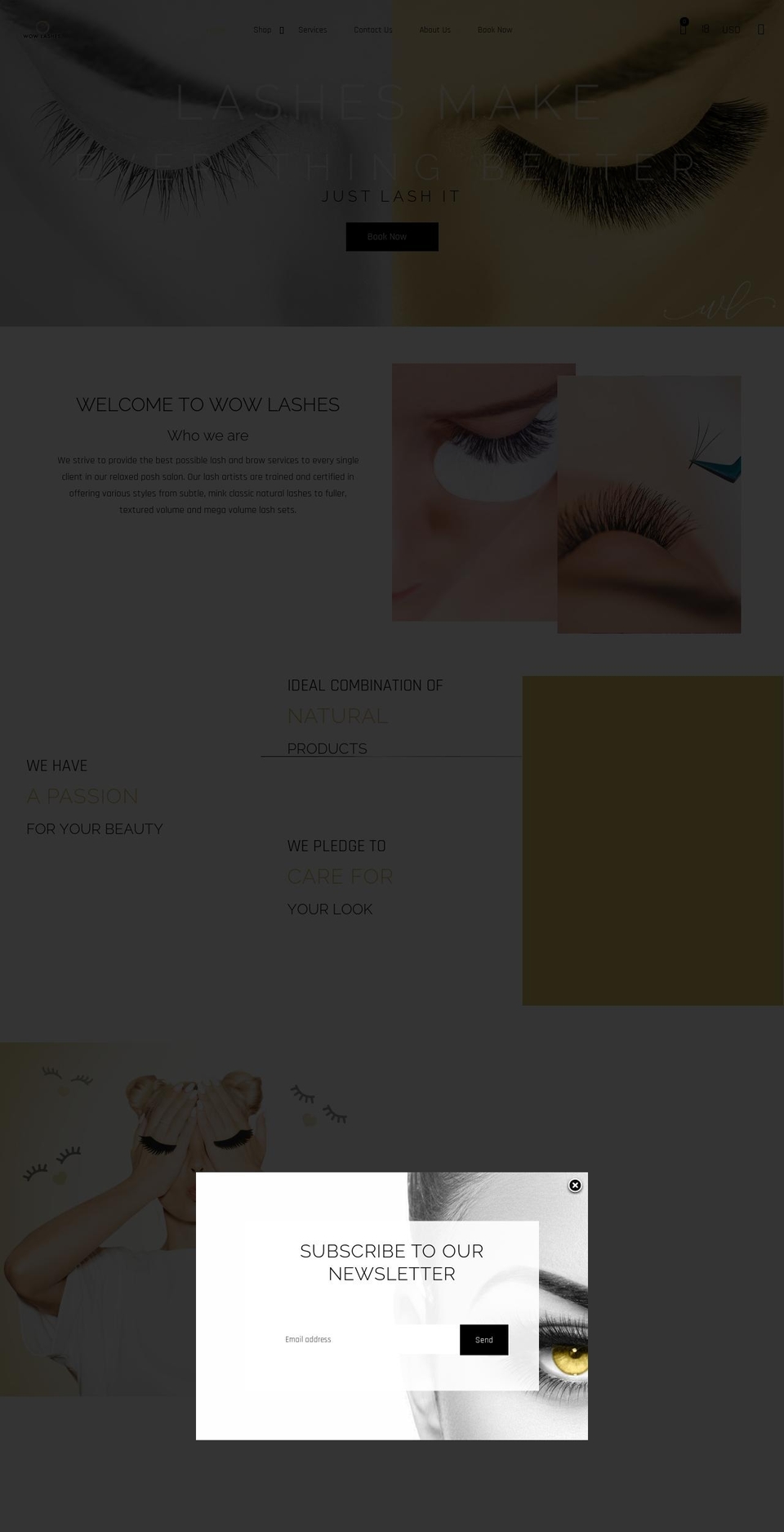 bonita Shopify theme site example mywowlashes.com