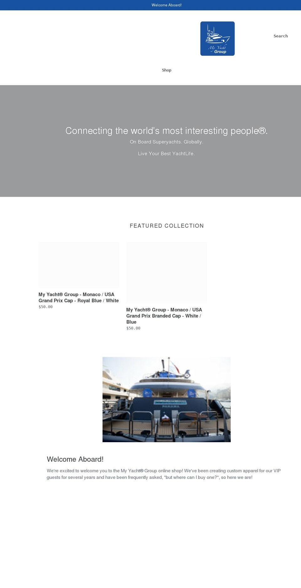 myyachtgroupshop.com shopify website screenshot