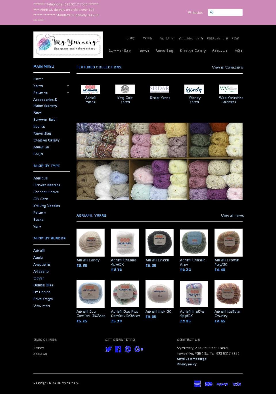 myyarnery.co.uk shopify website screenshot