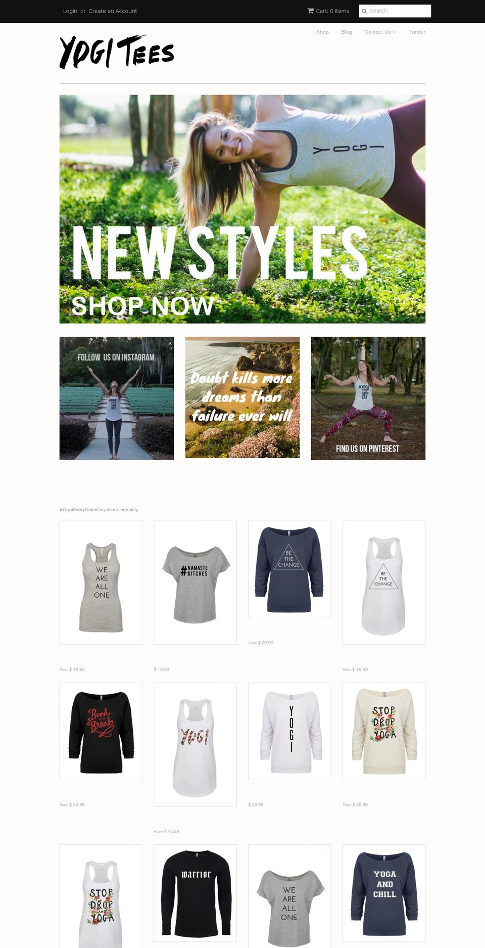 myyogitees.com shopify website screenshot