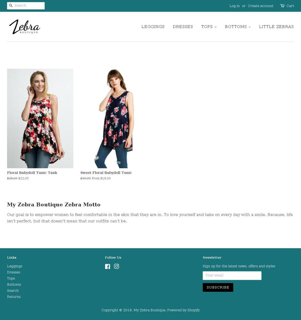 myzebraboutique.com — Shopify storefront screenshot