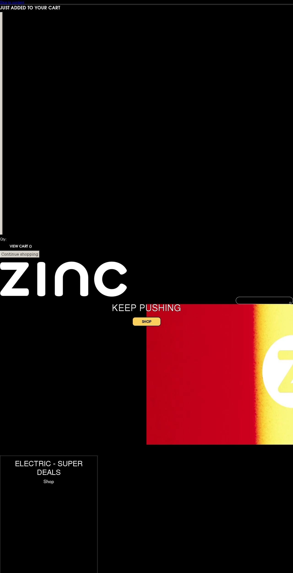 myzincflyte.com — Shopify storefront screenshot