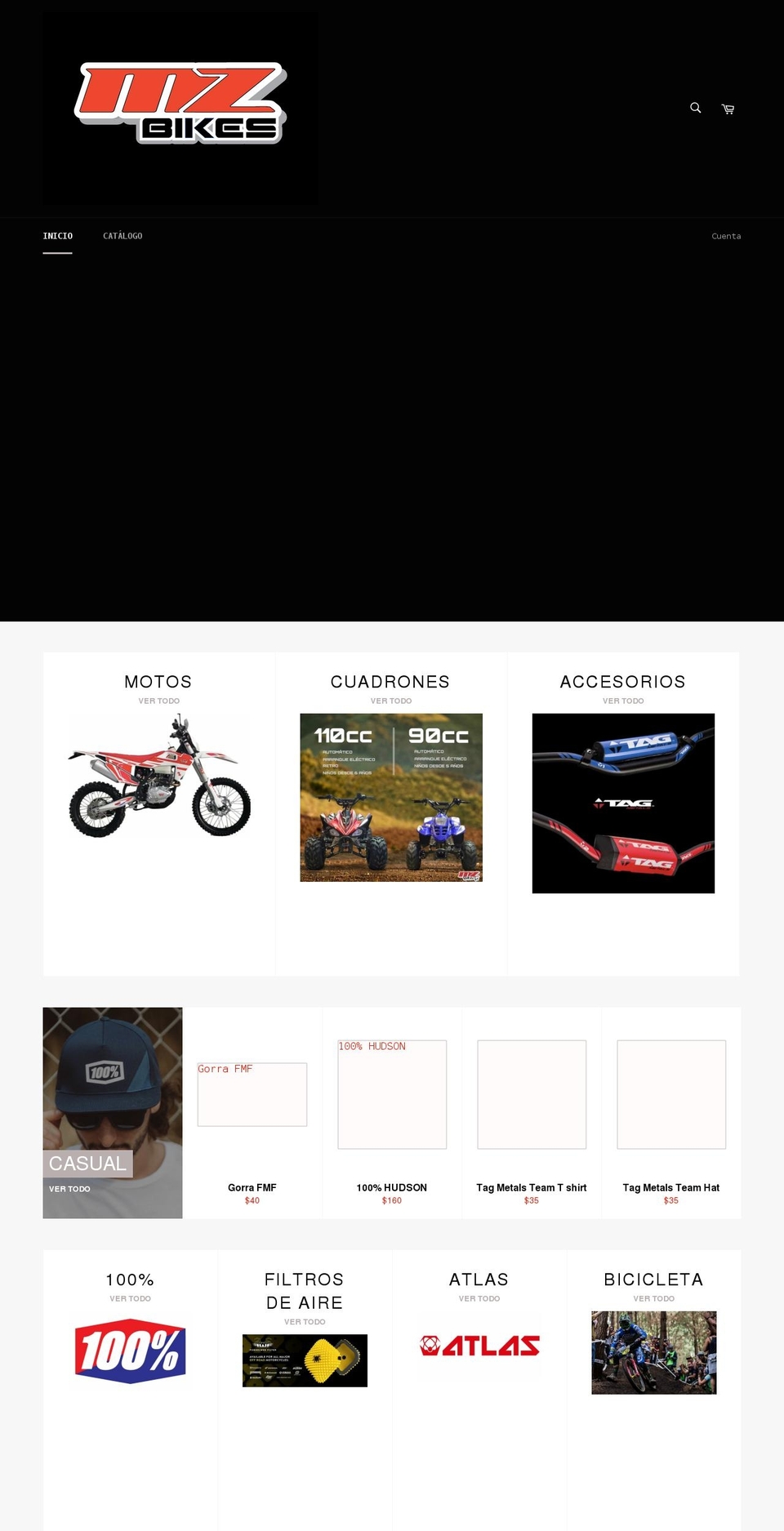 mzbikes.com shopify website screenshot