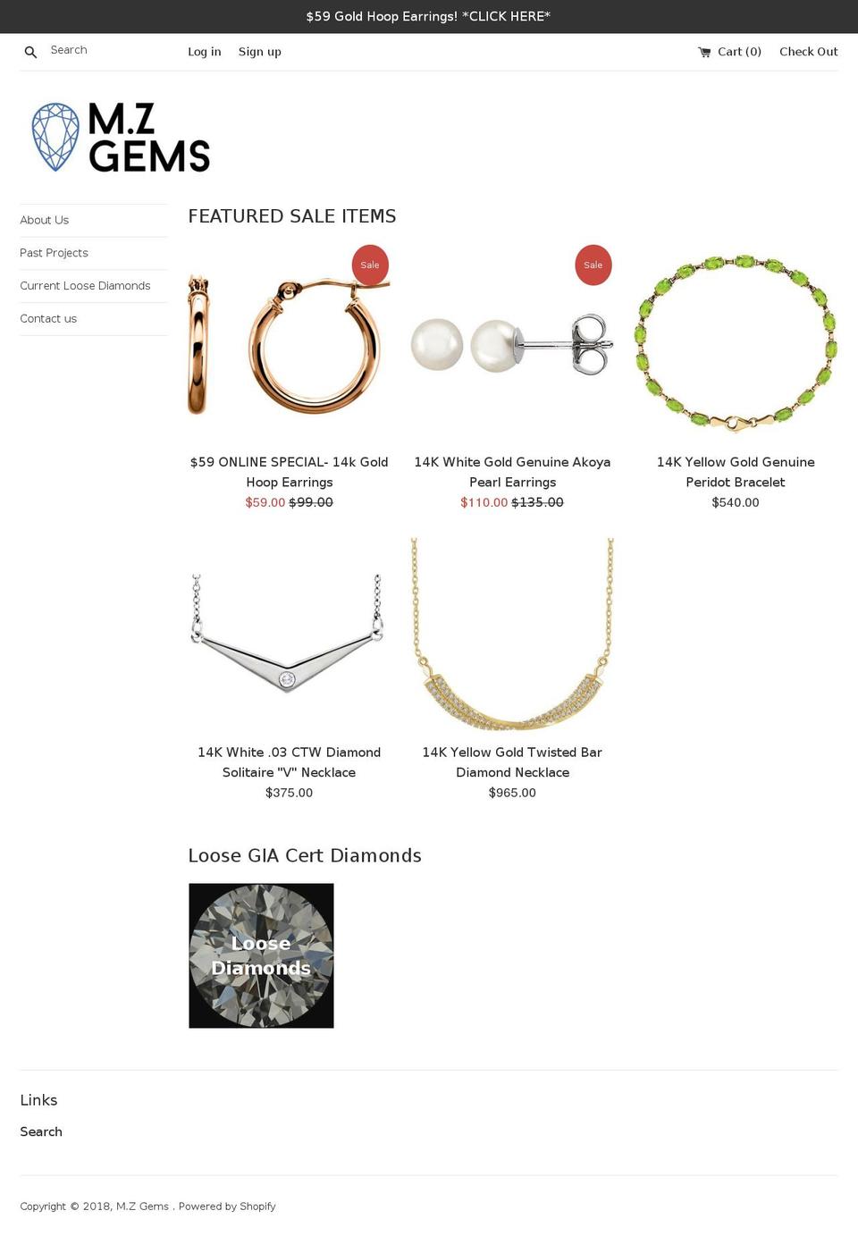 mzgems.com — Shopify storefront screenshot