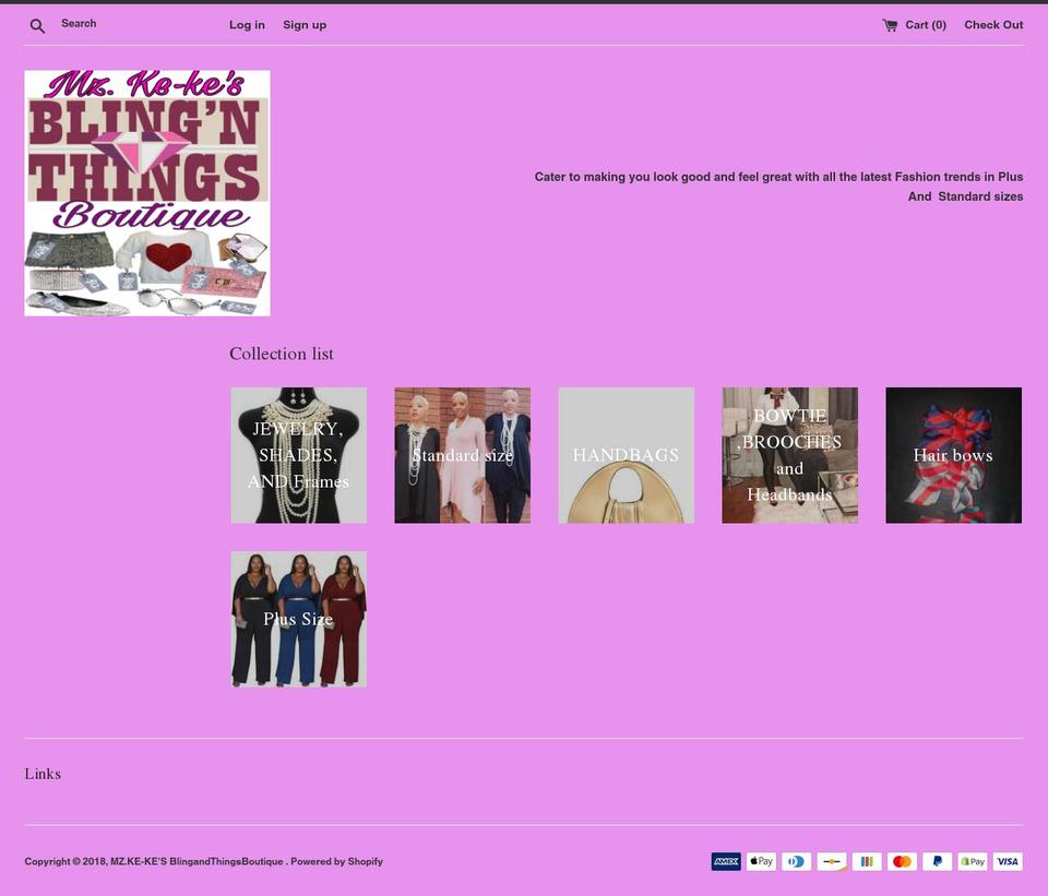 mzkekeblingandthingboutique.com — Shopify storefront screenshot
