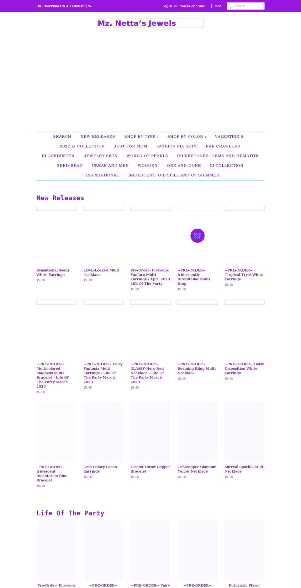 mznettasjewels.com shopify website screenshot
