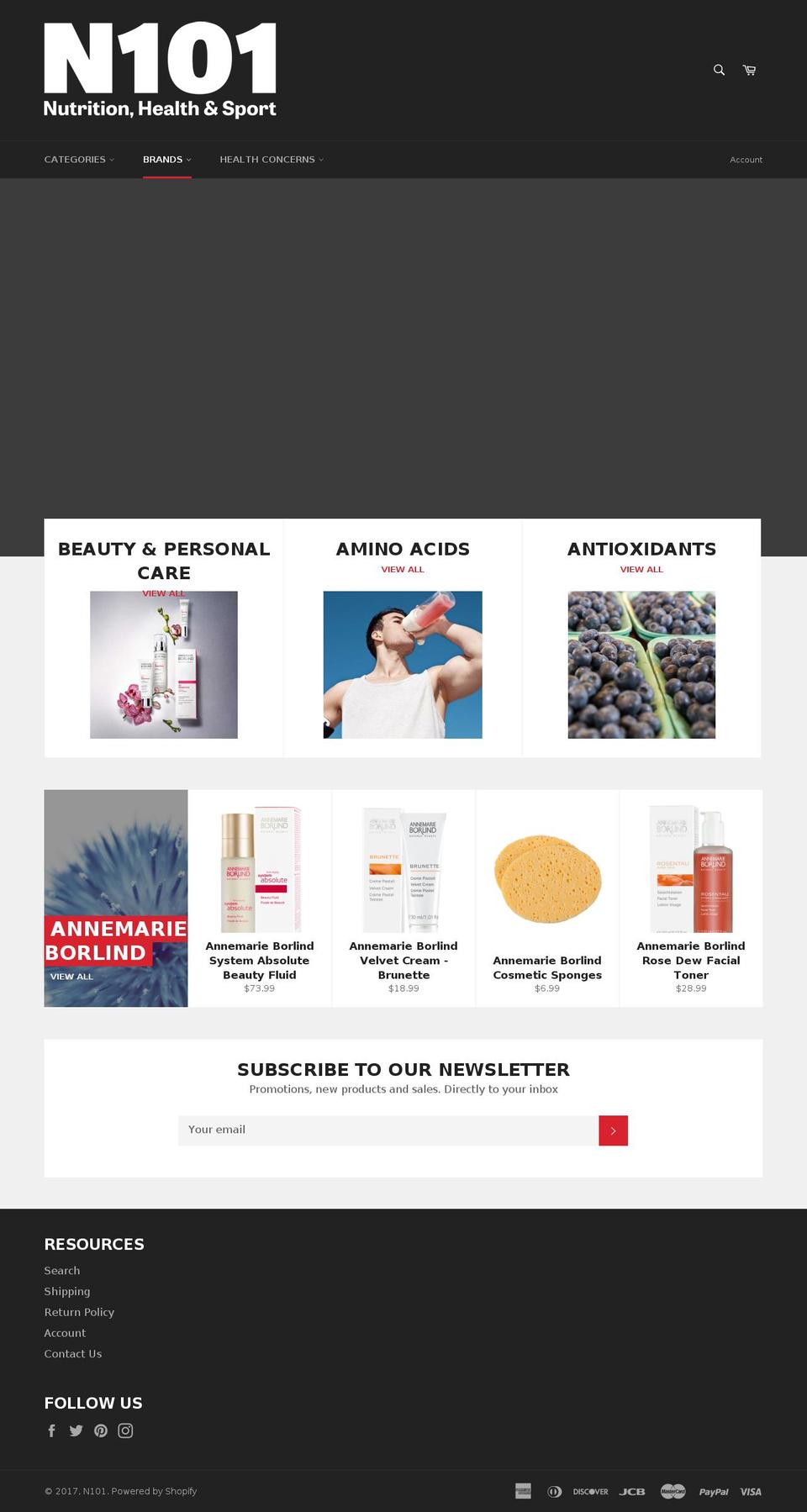 n101nutrition.com shopify website screenshot