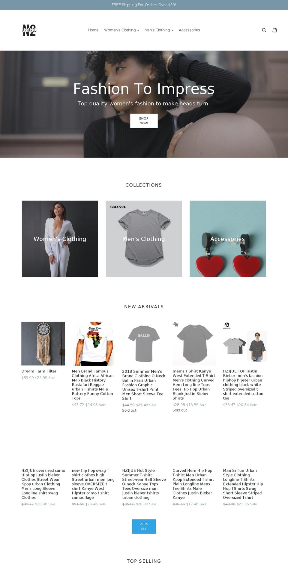 n2apparel.com — Shopify storefront screenshot