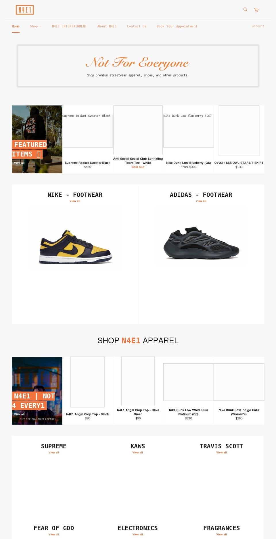 n4e1official.com shopify website screenshot