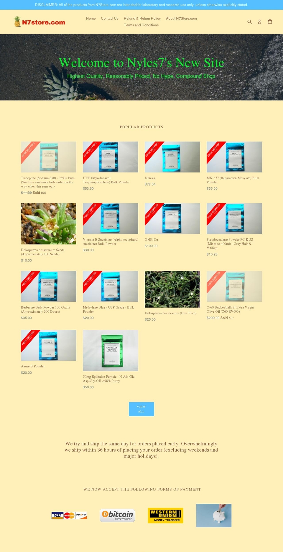 n7store.com — Shopify storefront screenshot