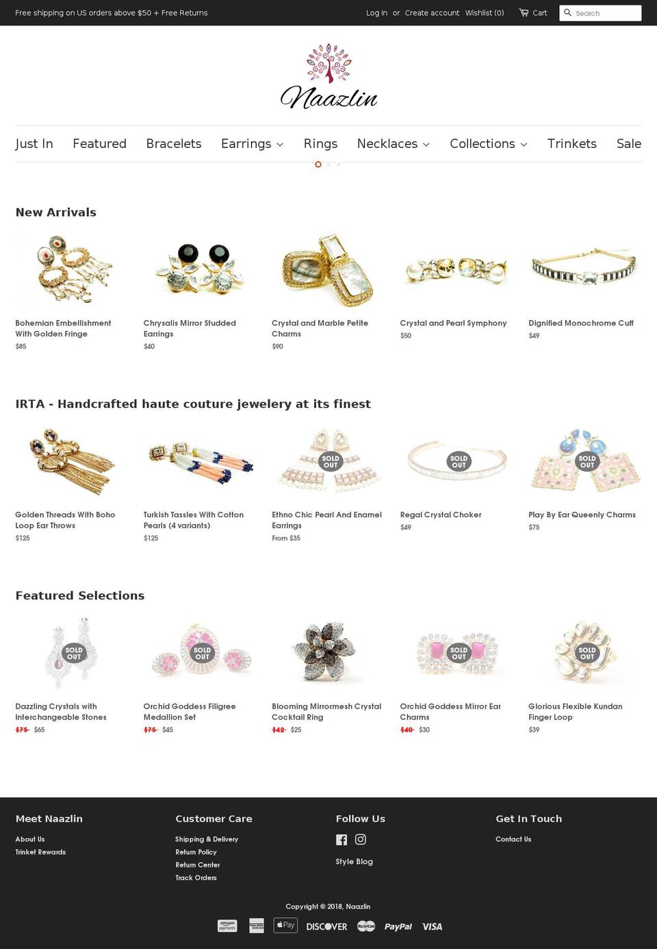 naazlin.com — Shopify storefront screenshot
