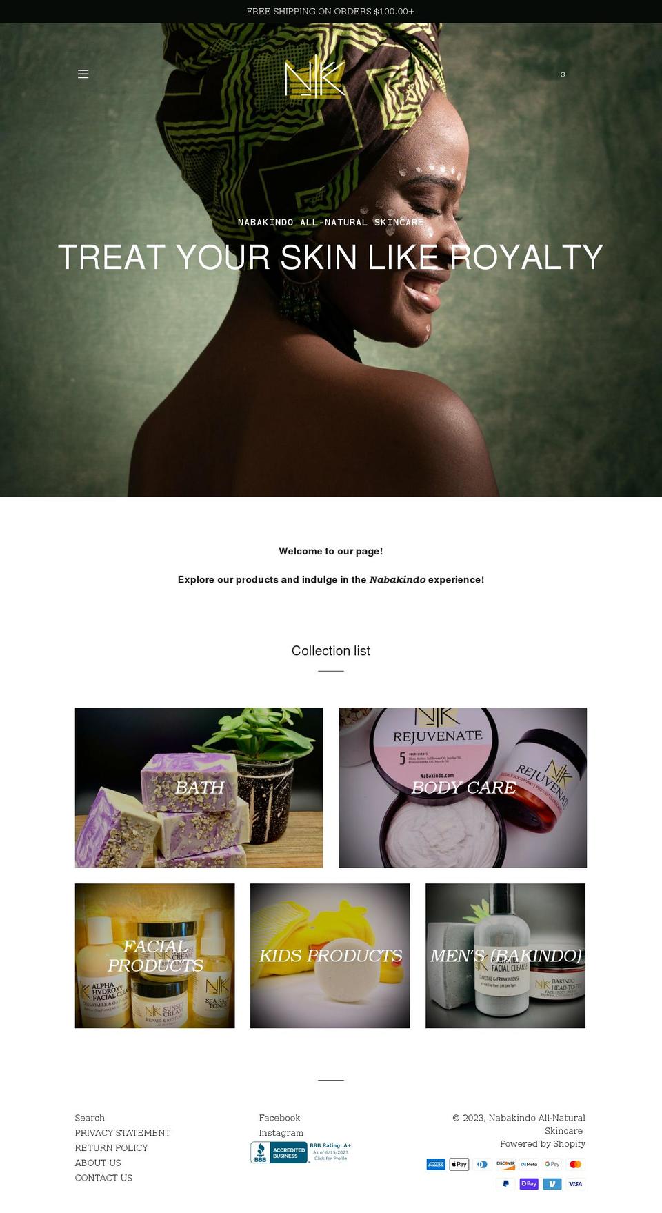 nabakindo.com shopify website screenshot