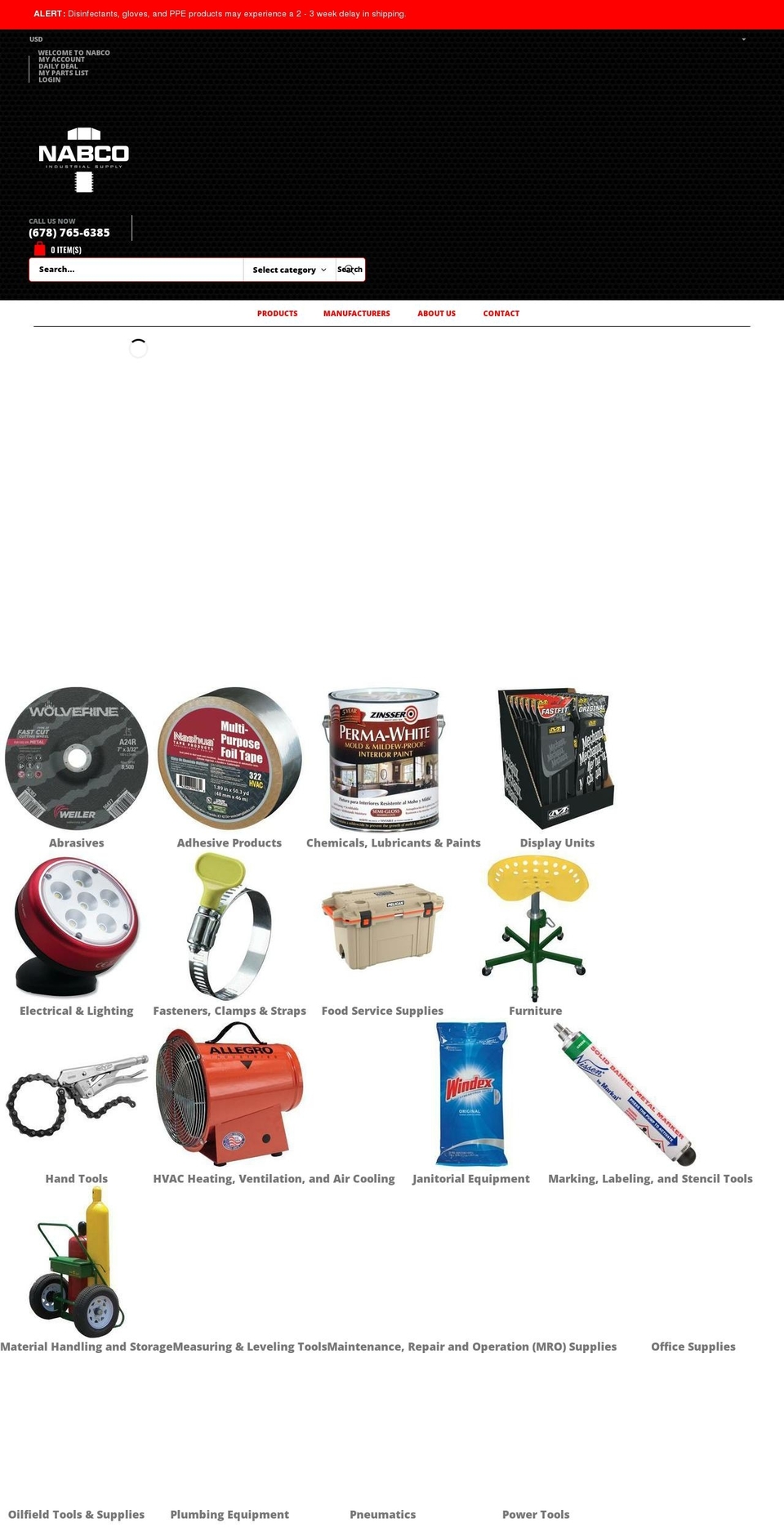 nabcoparts.com shopify website screenshot