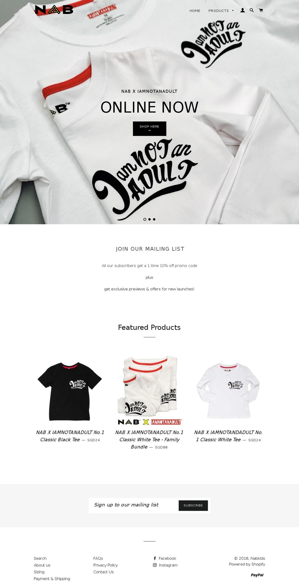 nabkids.com shopify website screenshot