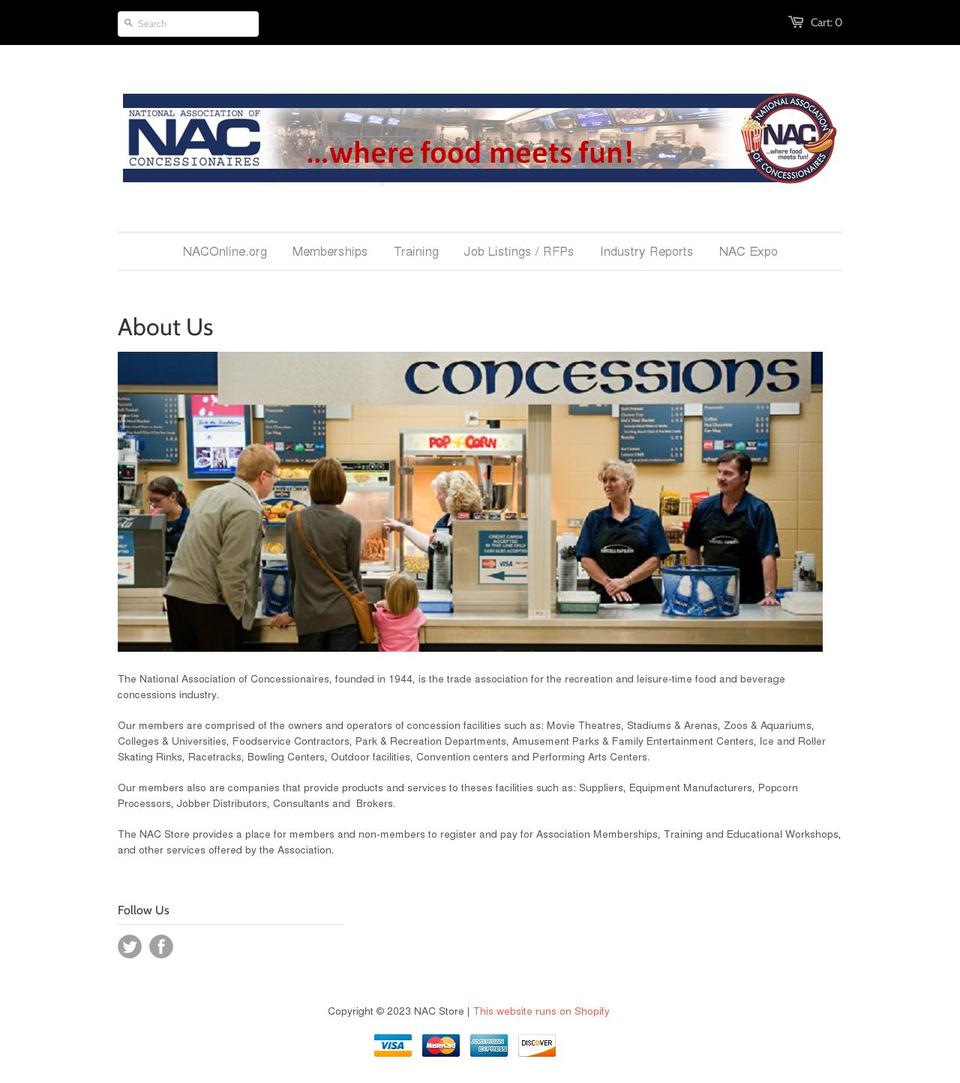 nac-store.myshopify.com shopify website screenshot