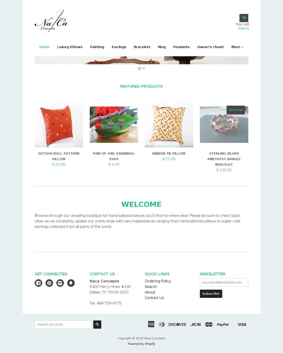 nacaconcepts.com — Shopify storefront screenshot