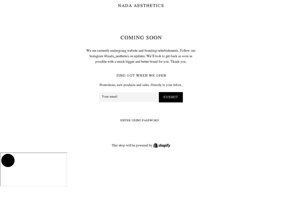 nadaaesthetics.com shopify website screenshot