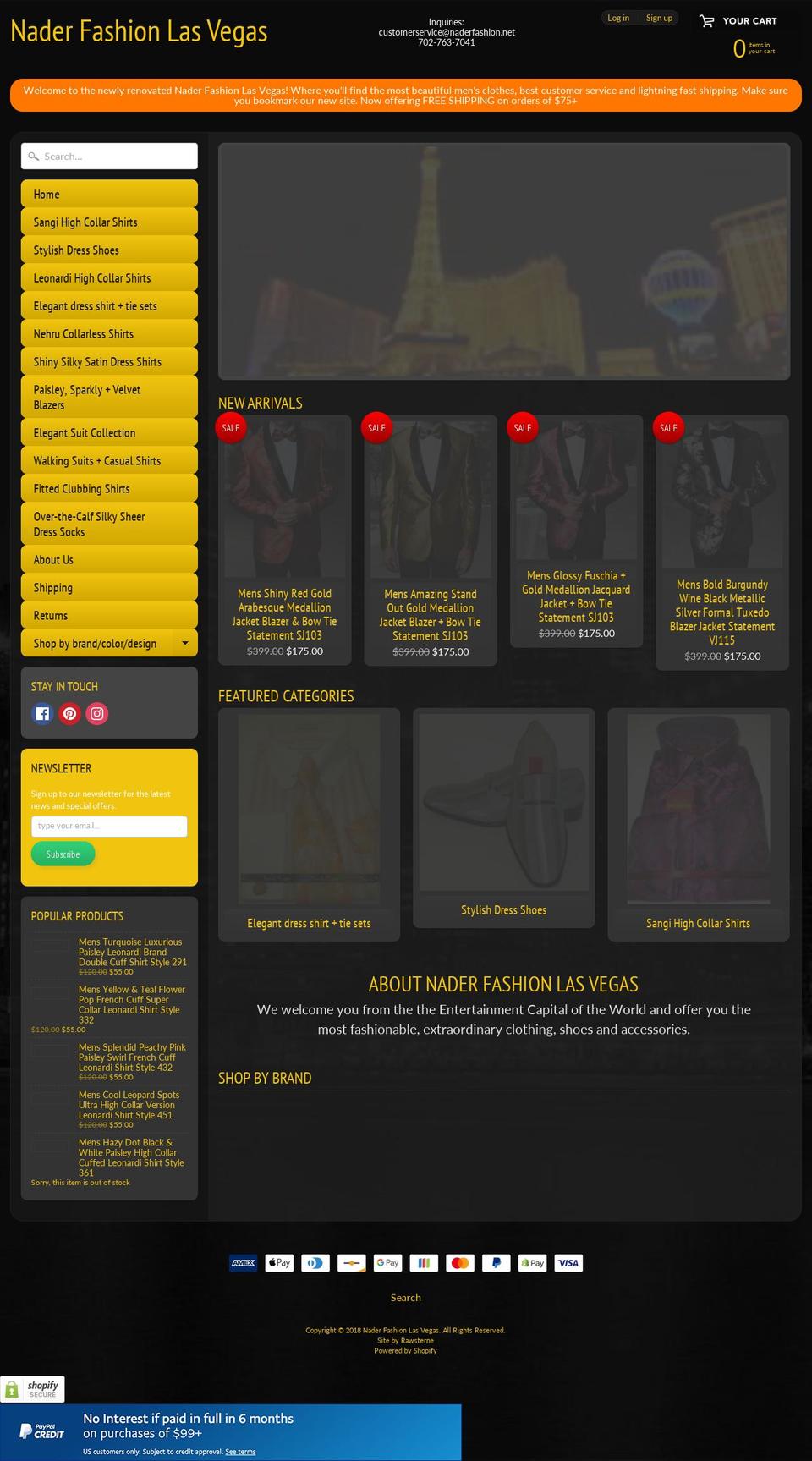 naderfashion.net shopify website screenshot