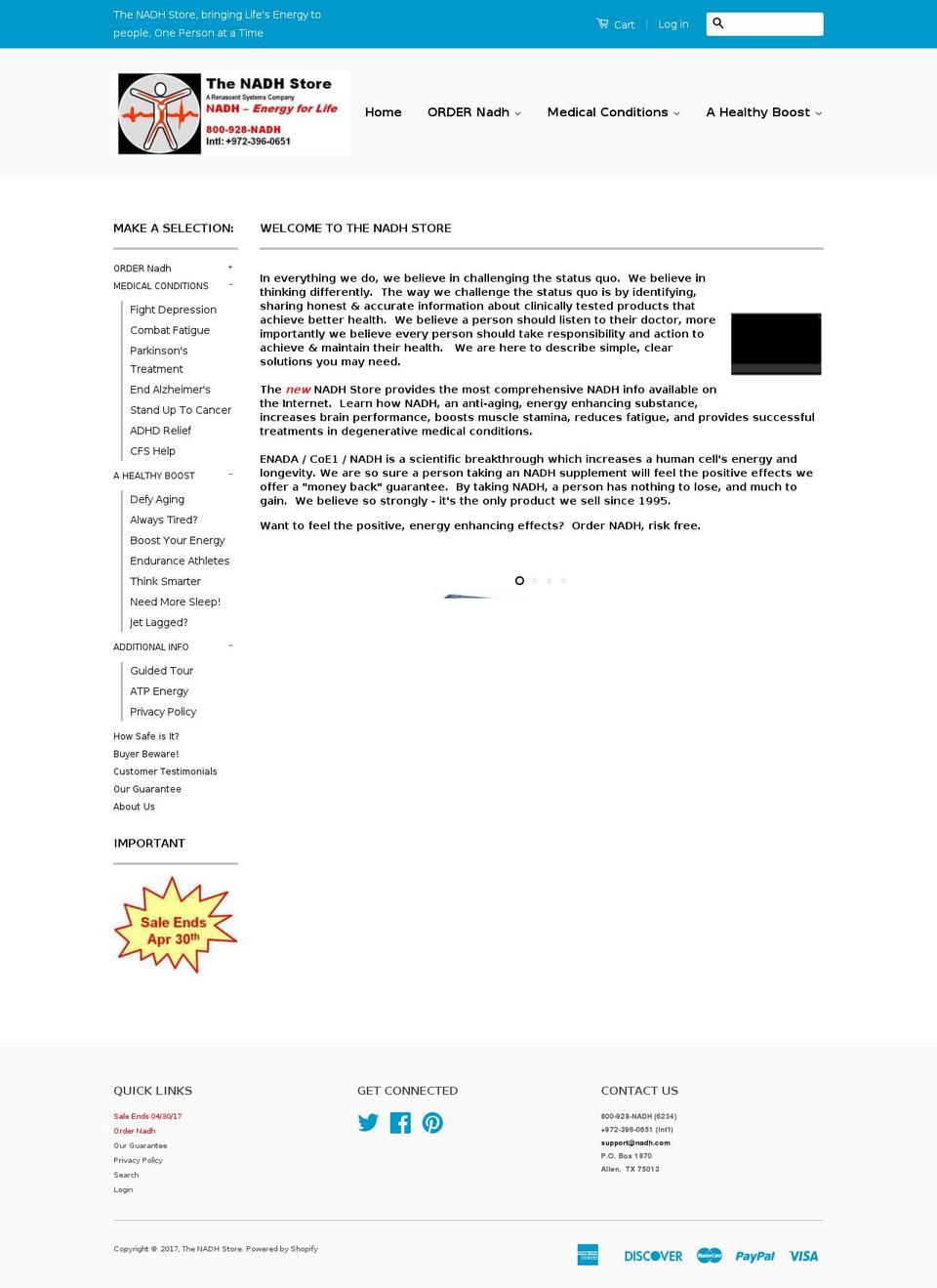 nadh.com shopify website screenshot
