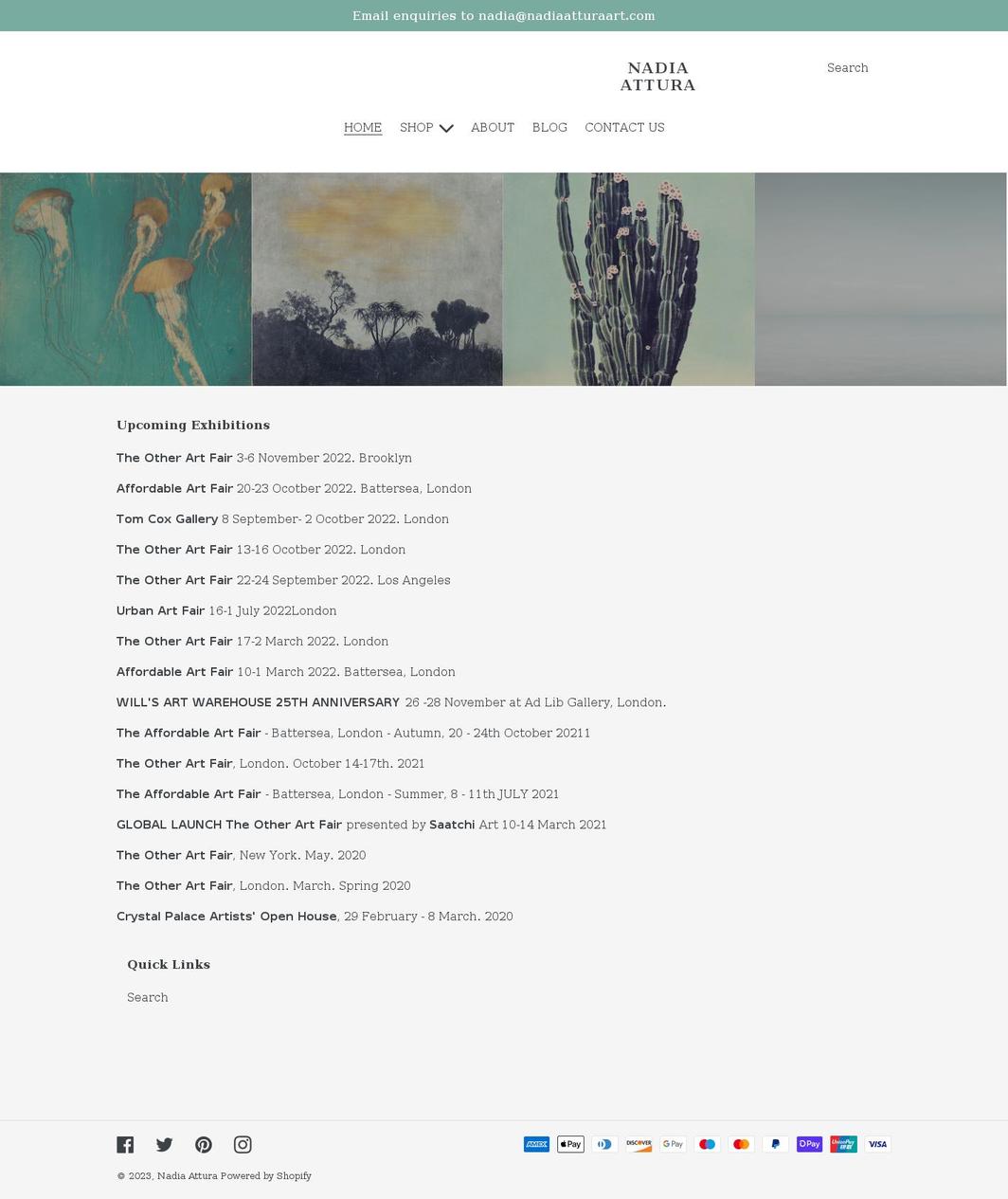 nadiaatturaart.com shopify website screenshot