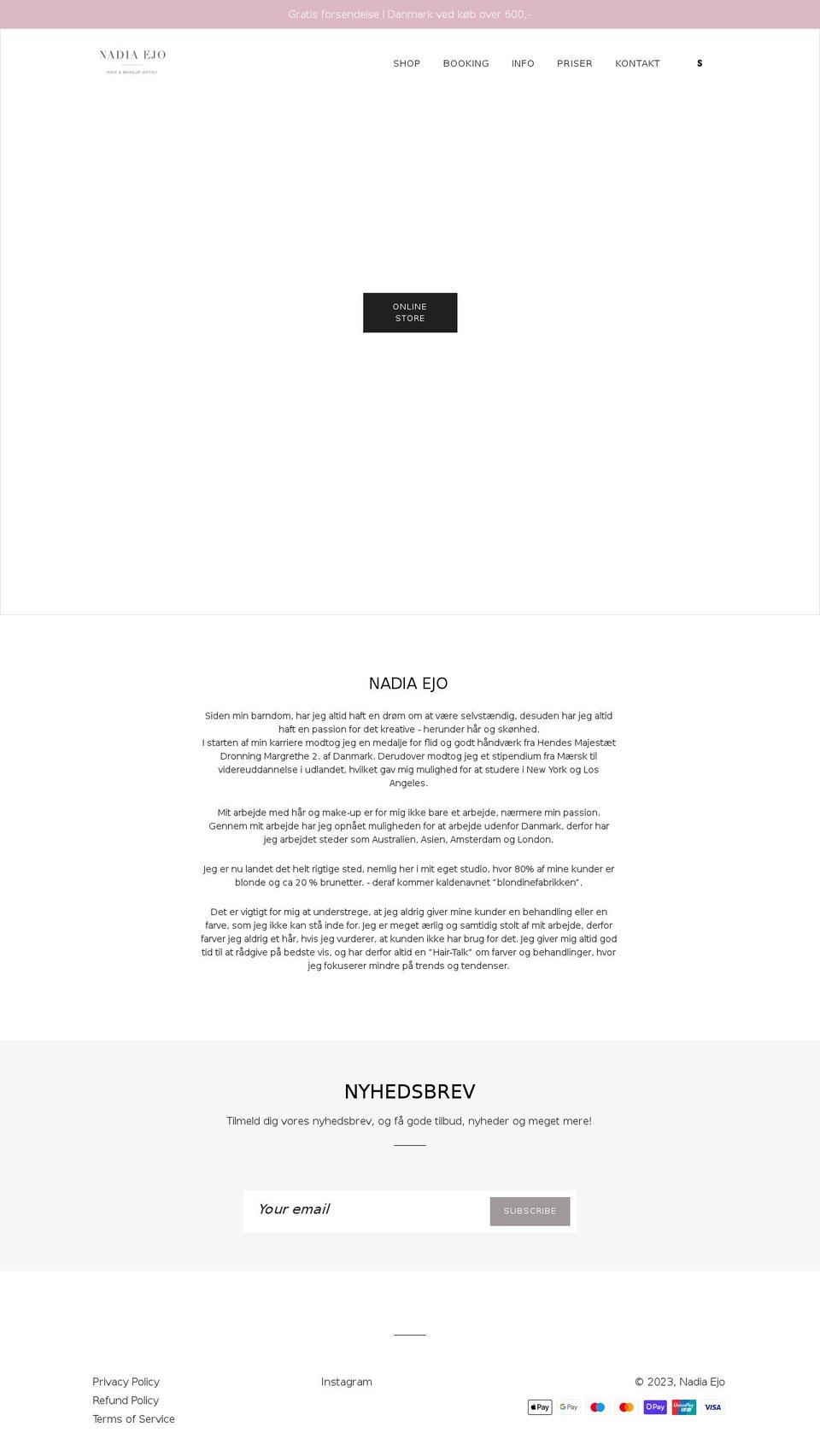 nadiaejo.dk shopify website screenshot