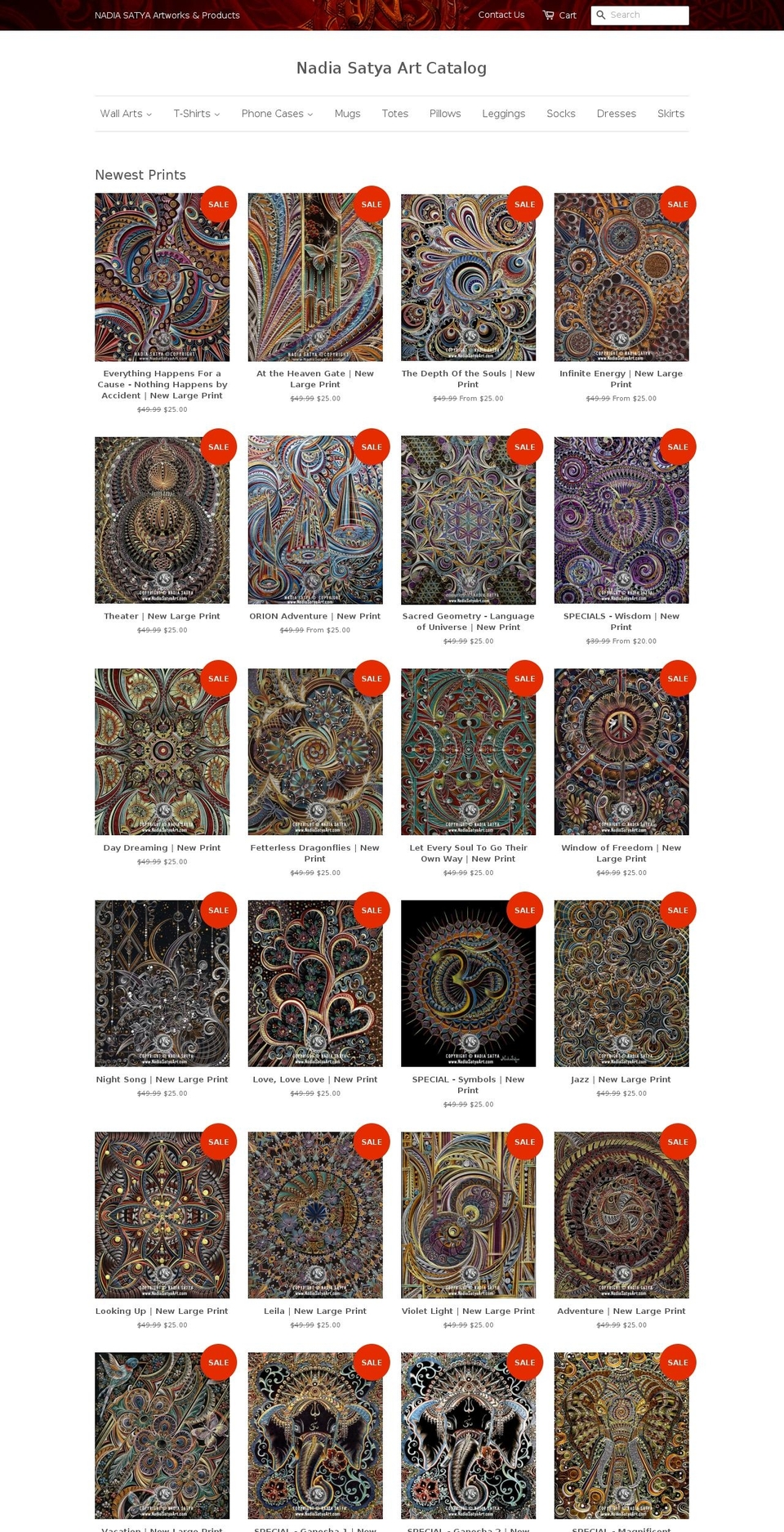 nadiasatyaart.com shopify website screenshot