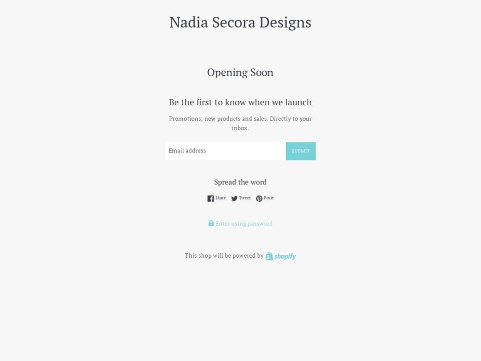 nadiasecoradesigns.com — Shopify storefront screenshot