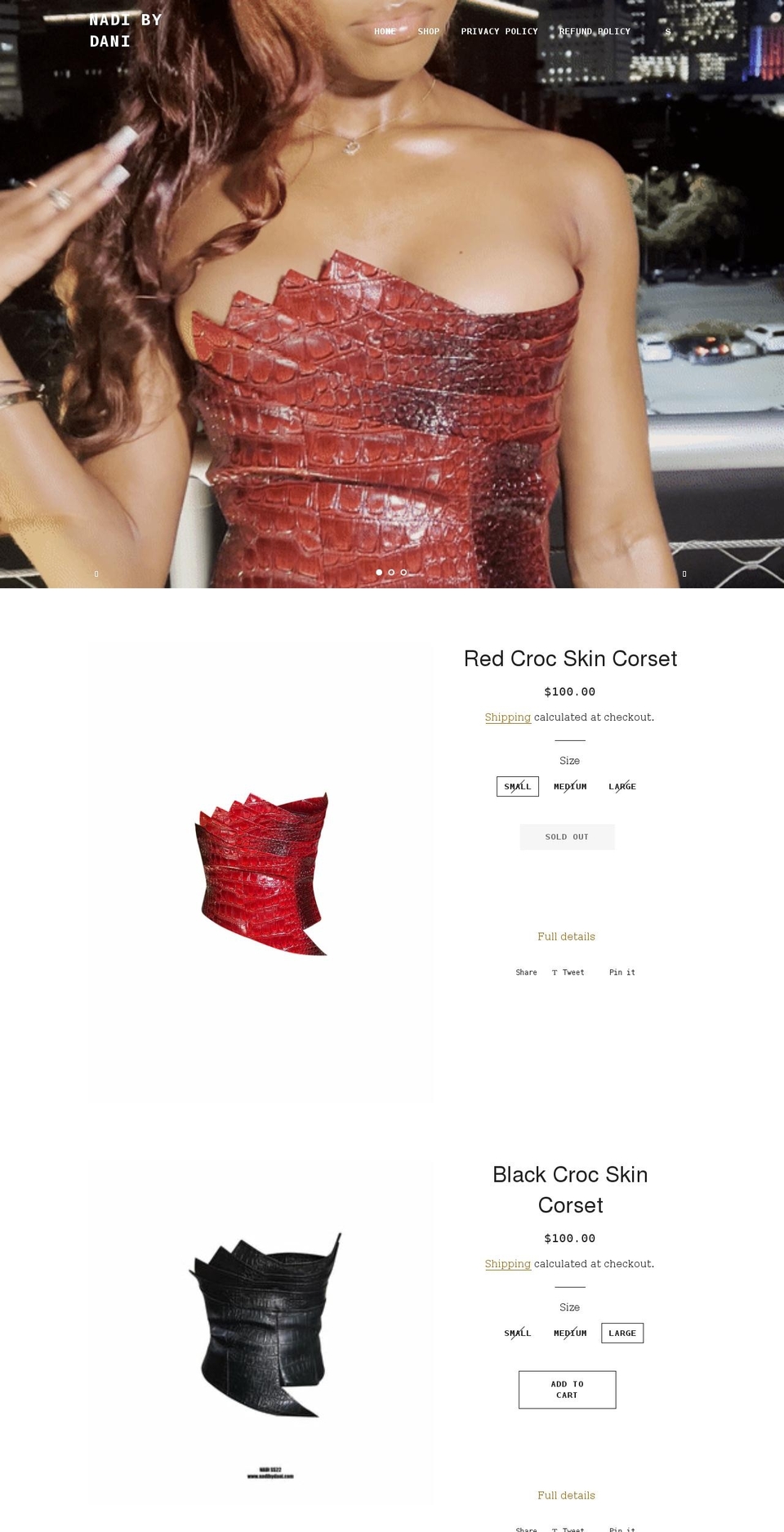 nadibydani.com shopify website screenshot