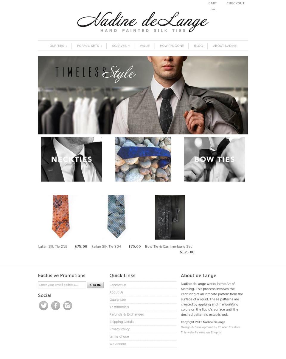 nadinedelange.com — Shopify storefront screenshot
