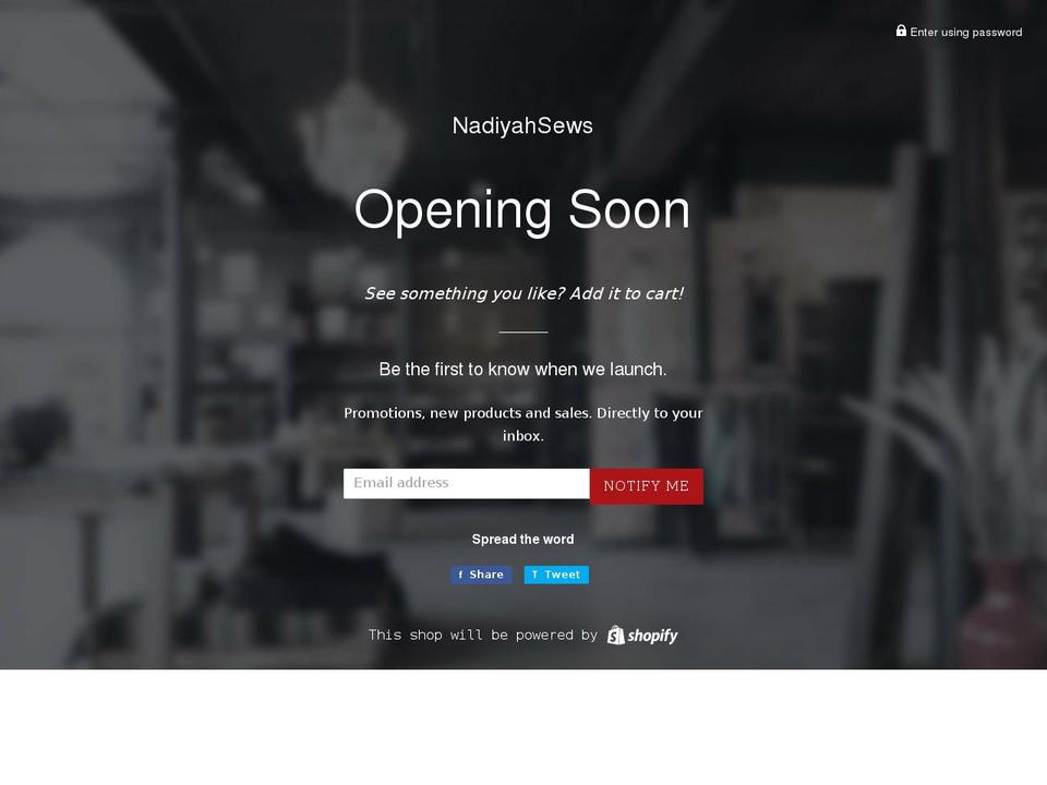 nadiyahsews.com shopify website screenshot